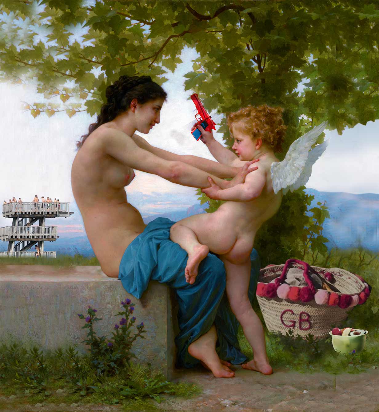 William Adolphe Bouguereau Ein Mädchen verteidigt sich gegen Eros 